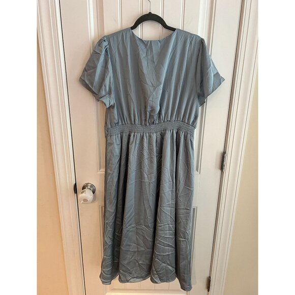 Baltic Born Blue Poppy Satin Midi Dress With Tie Front Size XXL NWT - Picture 5 of 5